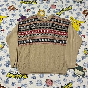 Vintage 80s Cabin Creek Tan Pattern Sweater
